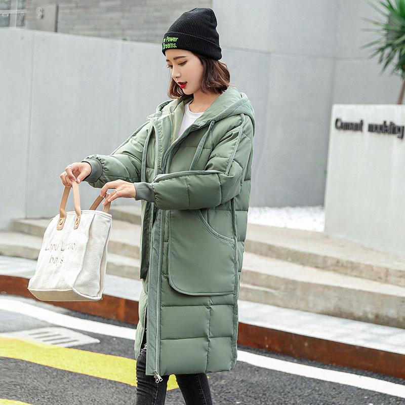 Down Padded Jacket Winter Women's Mid-length Loose Straight-leg Temperament Padded Jacket Plus Size Korean Padded Coat