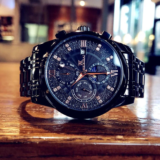 Automatic Mechanical Watch Men Skeleton Winner Watches Bracelet Wristwatch Luxury Male Self-winding