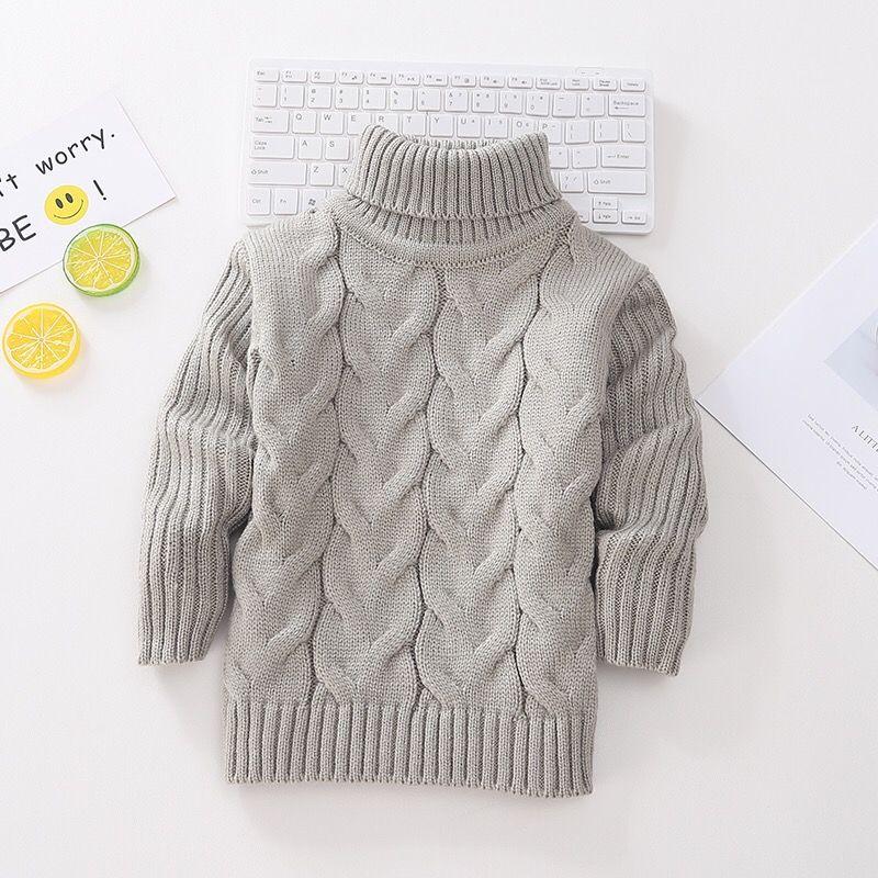 Autumn Winter Children's Sweaters Boys' Round Neck Sweaters Girls' Thickened Bottoming Pullovers Baby Turtleneck Sweaters
