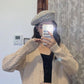 Autumn European and American Style Coat Loose V-neck Knitted Bottoming Shirt Thin Fashion Cardigan Youth Women's Top