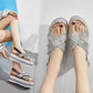 2020 Spring and Summer Trend Wind Fork Open Toe Wild Rhinestone Thick Bottom Muffin Women Sandals Women Shoes