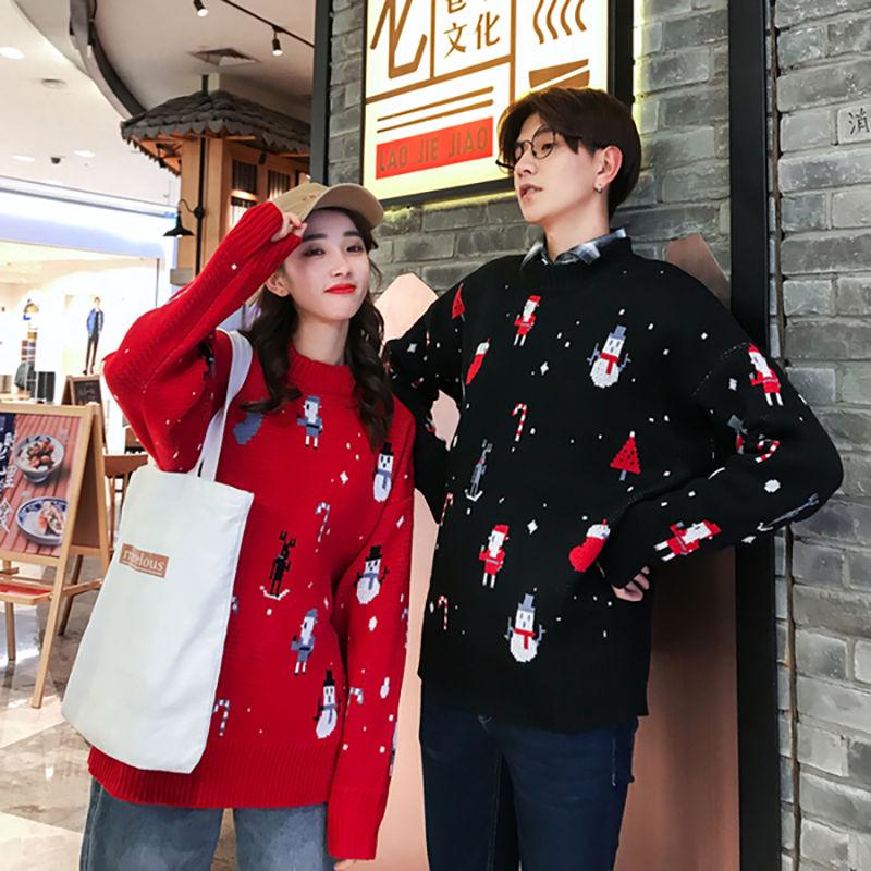 Loose Long sleeve sweater Winter Round neck sweater large size Christmas clothing sweater