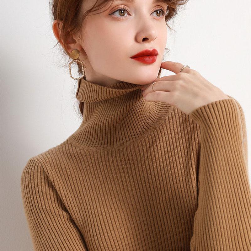 Turtleneck Sweater Women's Autumn and Winter Thickening Slim Western Feminine Blouse with A Bottoming Sweater
