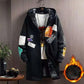 Men's Plus Velvet Thick Windbreaker Mid-length Trendy Hooded Jacket Youth Cloak Coat Autumn and Winter