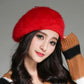 Winter Women's Rabbit Fur Beret Korean Version Warm Knitted Woolen Hat British Painter Hat