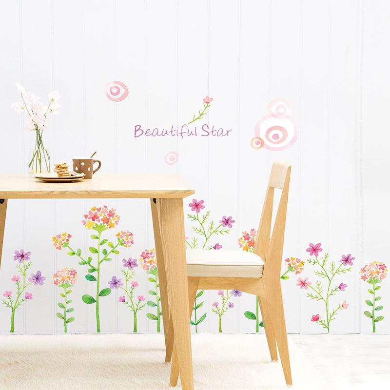 Flower bone skirting porch bathroom corner TV decorative wall stickers