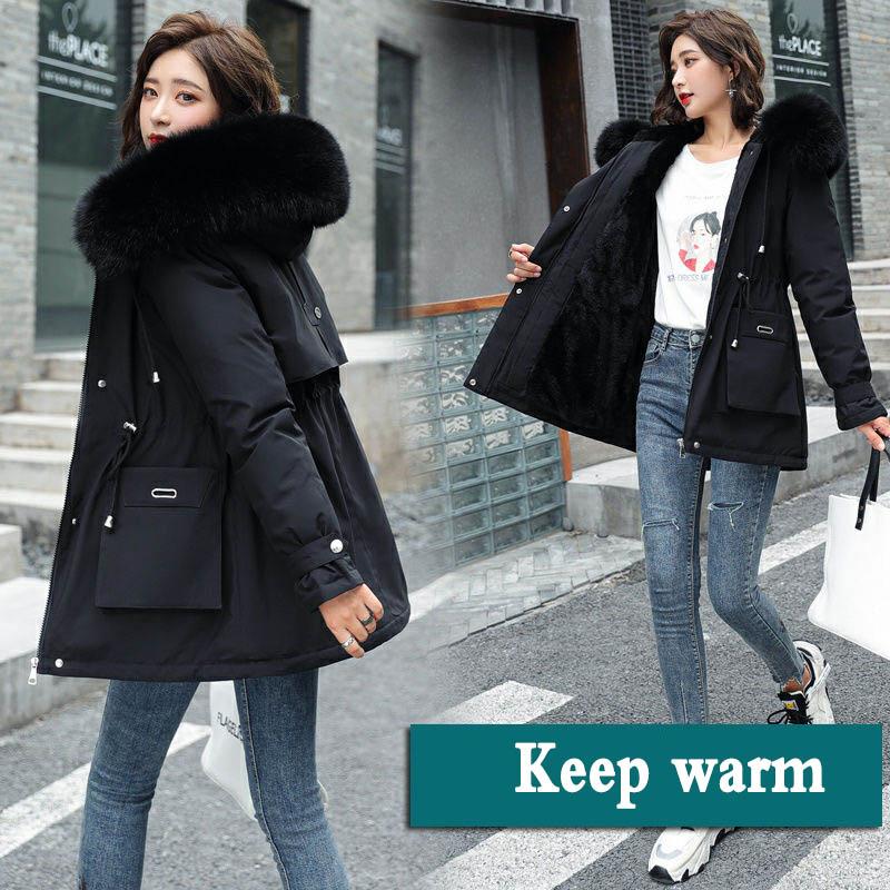 Pai Overcome Women's Padded Jacket Plus Velvet Thickening Was Thin In The Long Section Down Padded Jacket Short Winter Jacket