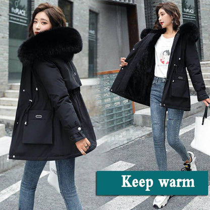 Pai Overcome Women's Padded Jacket Plus Velvet Thickening Was Thin In The Long Section Down Padded Jacket Short Winter Jacket