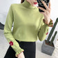 PofuLove Knitted Top Winter Pullover Turtleneck Sweater Coat Floral Embroidered Sweater