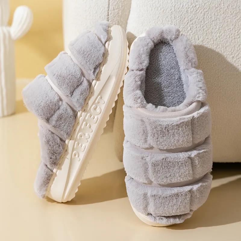 Women's Fall and Winter Cotton Slippers Indoor Bedroom Warm Shoes Anti-skid Thick Bottom Flat Slippers
