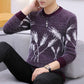 Autumn and Winter Men's Low-neck Sweater Fashion Padded Sweater Wheat Ear Pattern Long-sleeved Top