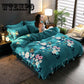 4pcs Thick Gold Mink Velvet Coral Velvet Four-piece Warmth Flannel Three-piece Duvet Cover Bedding Bed Skirt