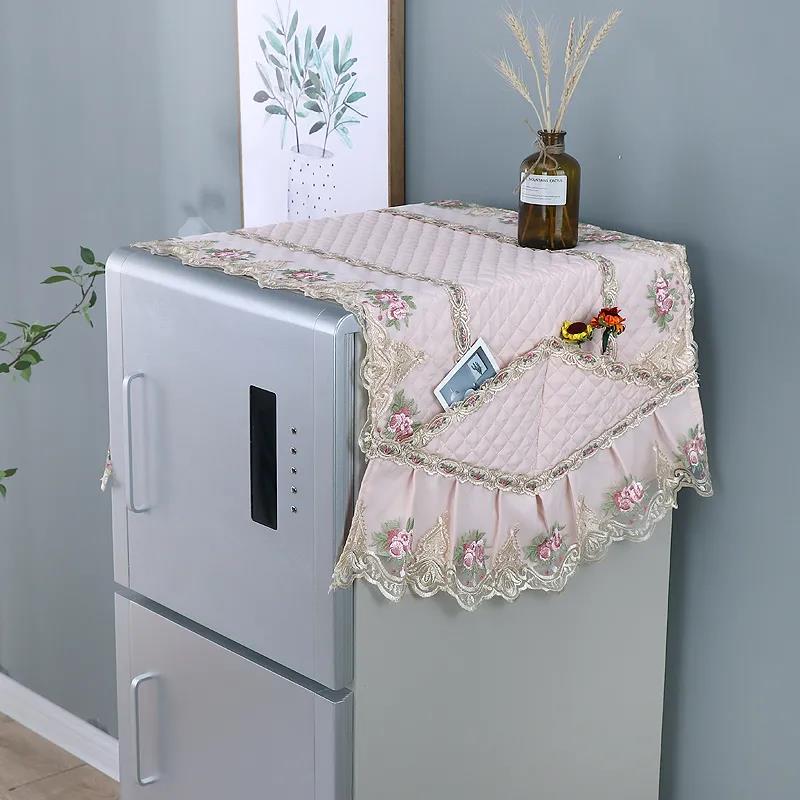 Refrigerator Cover Universal Cover Towel Refrigerator Dust Cover Thick Lace Edge Refrigerator Hanging Bag