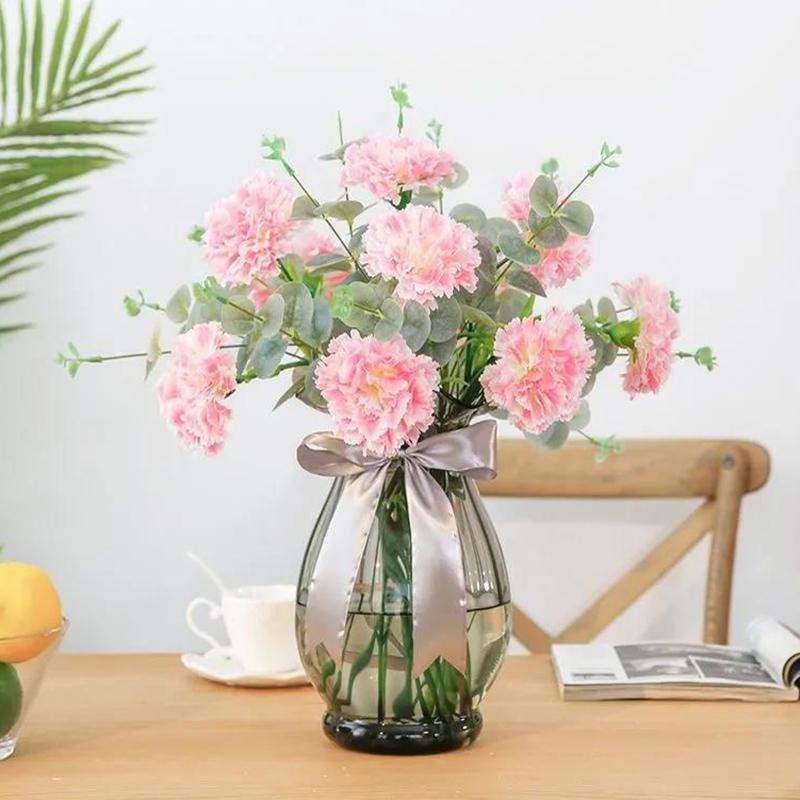 Carnation Simulation Bouquet Fake Flower Silk Flower Living Room Decoration Dining Table Decoration Plastic Flower Holiday Gift