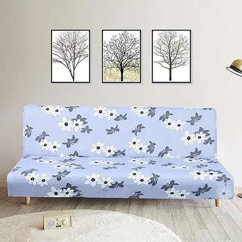 Armless Sofa Cover Printed Folding Sofa Bed Cover Slipcover Stretch Covers Cheap Couch Cover Protector Elastic Bench Cover