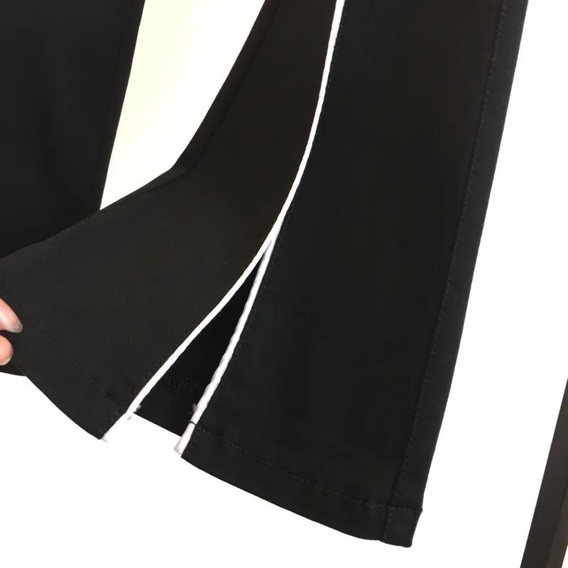 Spring and Autumn Women's Pants Casual Elastic Waist Look Thin and Contrast Three-dimensional Slim Stretch Flared Pants with Slits