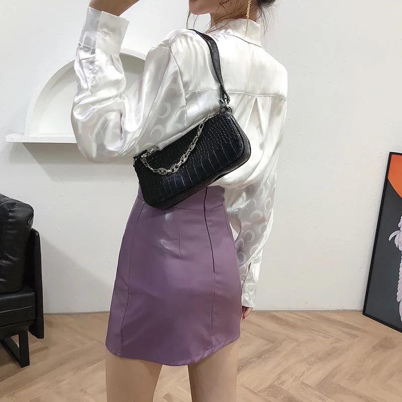 Split PU Small Leather Skirt Autumn and Winter Models High Waist All-match Thin Skirt Female Short Skirt Casual Bag Hip Skirt