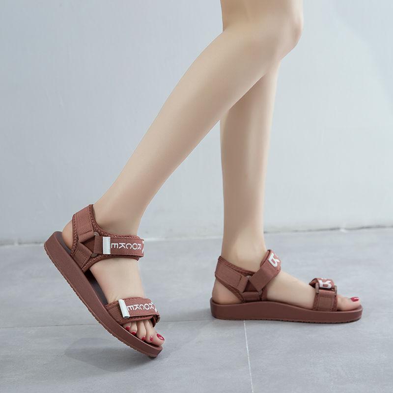 Sandals Female Sports 2020 Summer Velcro Korean Students Wear Wild Flat Beach Shoes Hugh Ins Tide