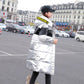 Silver Shiny Face Down Jacket Women Mid-length Colorful Antifreeze Shiny Leather Waterproof Casual Jacket