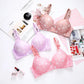 Ladies Cotton Top Support Gathering Adjustable Thickening No Steel Ring Deep V Side Closure Fashion Print Pattern Lightweight Breathable Bra