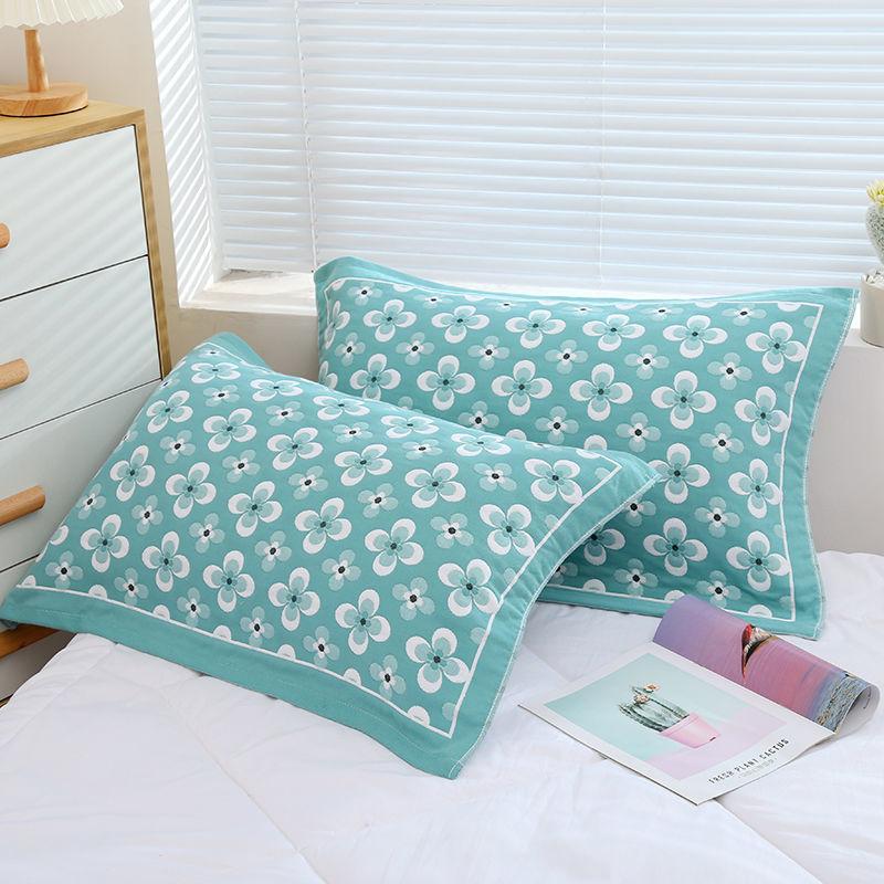 Special Offer Clearance Cotton Three-layer Gauze Four Seasons Adult Couples High-end Pillow Towel Full Increase Genuine Pillow Towel