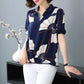 Women's Summer Chiffon Shirt T-shirt Loose Top Short-sleeved V-neck Shirt