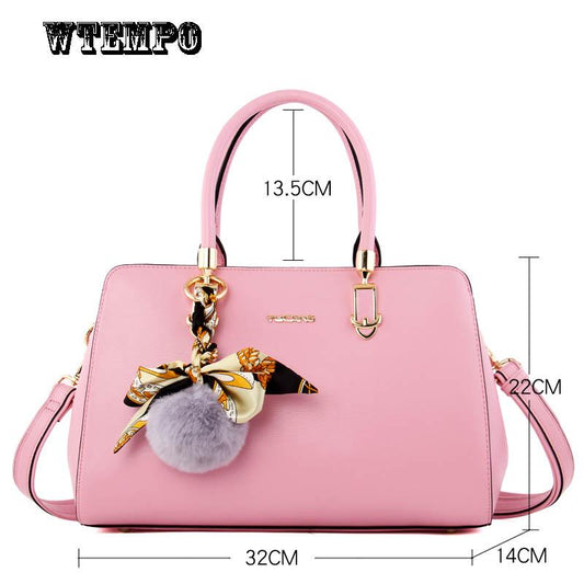 Fashion Lady Bag Large Capacity Single Shoulder Messenger Bag All-match Handbag Hair Ball Decoration