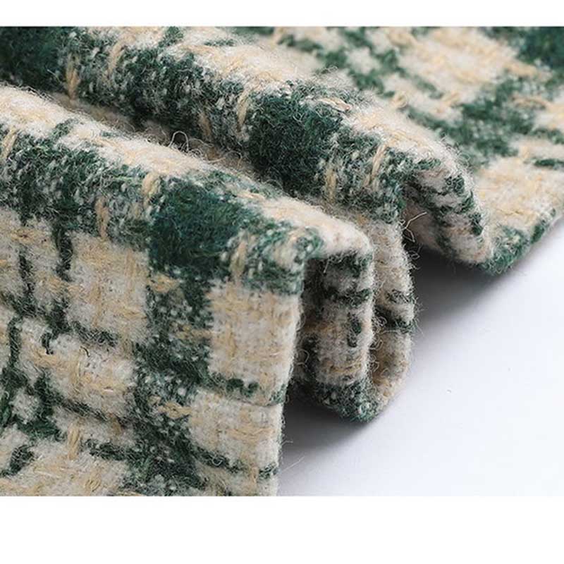 Coat Women's Spring and Autumn Plaid Woolen Coat Mid-length Slim Trench Coat