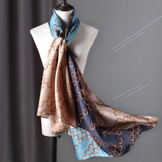 Scarf Flower Wrap Shawl Silk Imitation Satin Women Elegant All-match Headscarf Sunscreen Gauze Shawl
