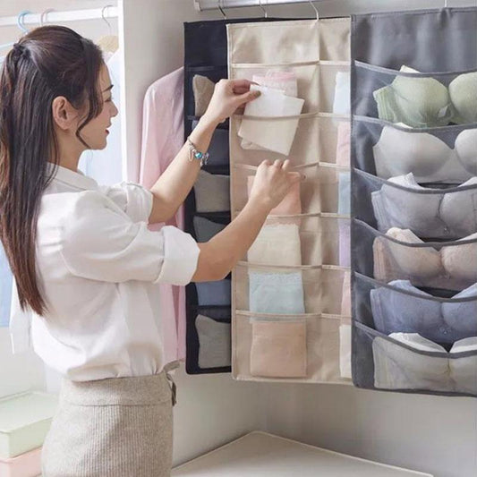 Underwear Storage Bag Wall-mounted Hanging Bag Bra Socks Storage Bag Wardrobe Dormitory Hanging Fabric Storage Artifact Dust-proof Storage Bag