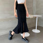 Fishtail Jeans Skirt Women's Summer Niche Slit A-line Skirt Ruffled Denim Midi Skirt High Waist Sexy Tight Denim Jeans Skirt