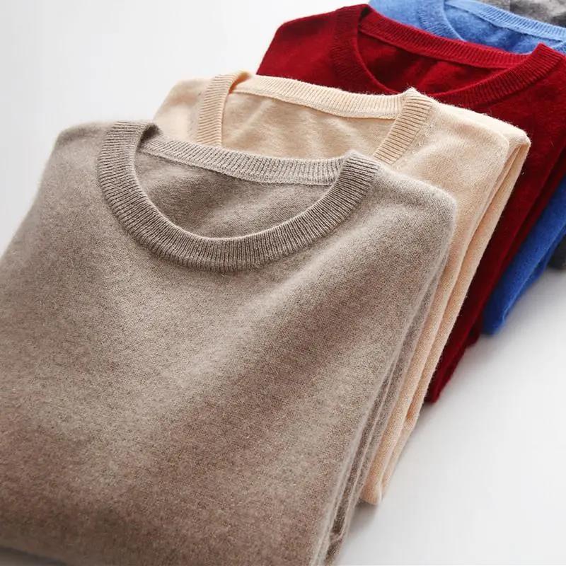 Men's Sweater Round Neck Padded Sweater Autumn and Winter Loose Large Size Bottoming Shirt Solid Color Sweater