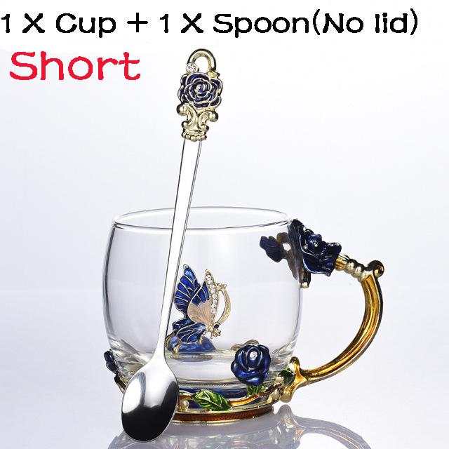 Enamel Glass Cup Heat-resistant Tea Brewing Coffee Cup Flower Tea Cup Creative Light Luxury Gift Boxed Teacher's Day Gift