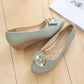 Women's Wedge Heel Spring and Autumn Round Toe All-match Comfortable Slip-on Leather Shoes