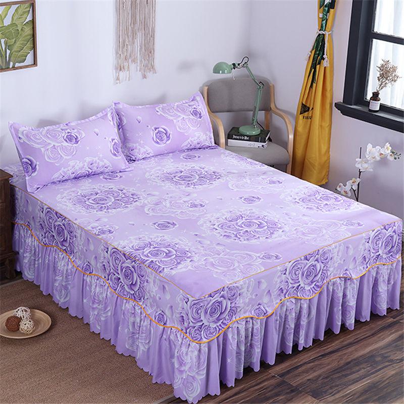 Skin-friendly Solid Color Bedspread Bed Cover Bedroom Household Sanding Bed Skirt Bedroom Student Dormitory Sheets