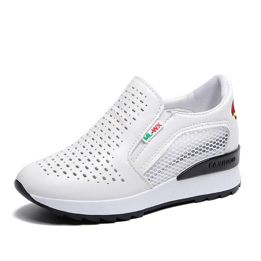 Hollow Inner Height-enhancing Sneakers Women's Single Shoes Summer Slip-on Wedge Mesh Shoes