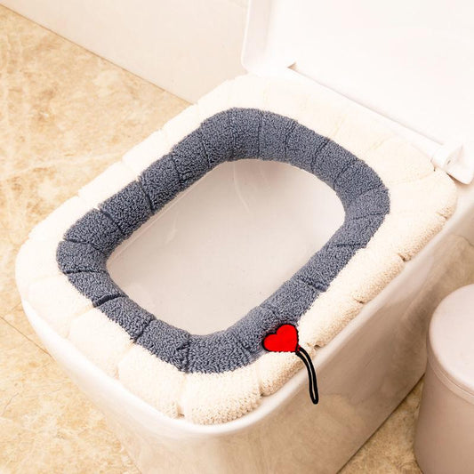 Extra-large Toilet Seat Household Toilet Seat Cushion Thickened Warmth Love Toilet Seat Cover Washable Toilet Seat Universal