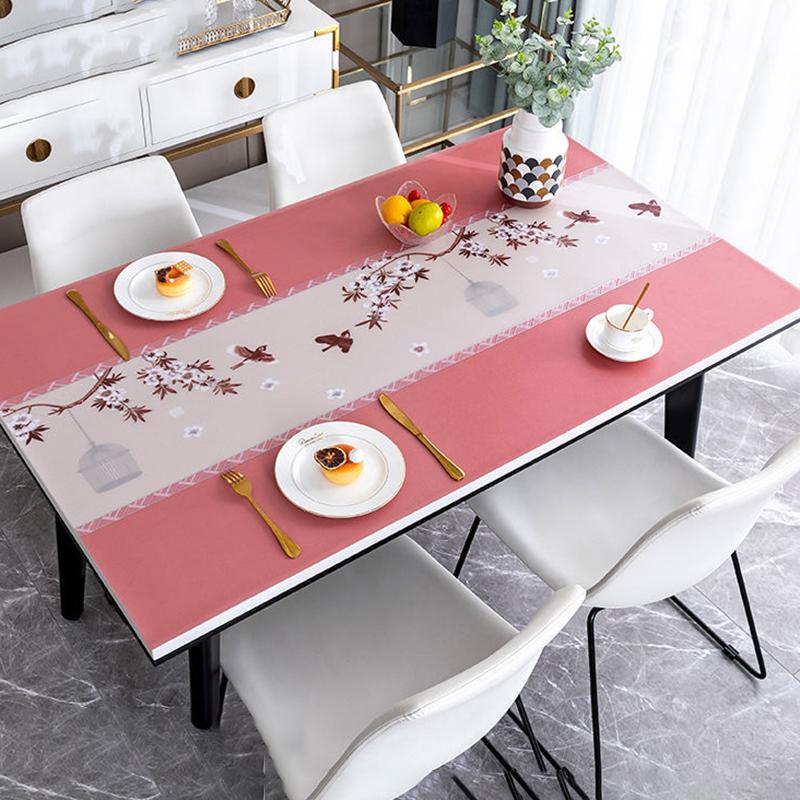 PVC Soft Glass Tablecloth Rectangular Table Mat Anti-scald Water-proof Oil-proof Disposable Coffee Table Table Mat Tablecloth