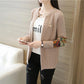 Spring and Autumn Cardigan Short Knitted Top Simple Casual Long Sleeve Sweater Fashion Jacquard Female Jacket