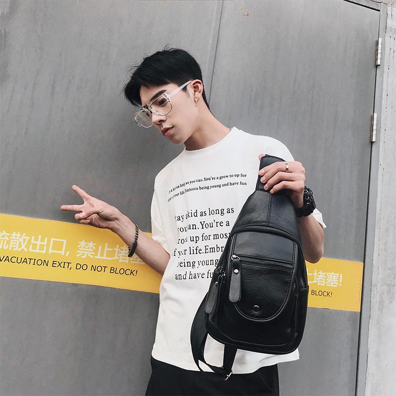 Casual Chest Bag Men Black Large Capacity Multi-pocket Crossbody Outdoor Sports Shoulder Bag