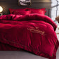 4pcs Bedding Set Pure Color Cotton Bed Sheet Warm Flannel Quilt Cover Pillowcase Bedding Sets