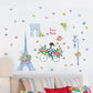 [Wall sticker] blue tower flower bike girl wall stickers for kids rooms nursery baby bedroom home de
