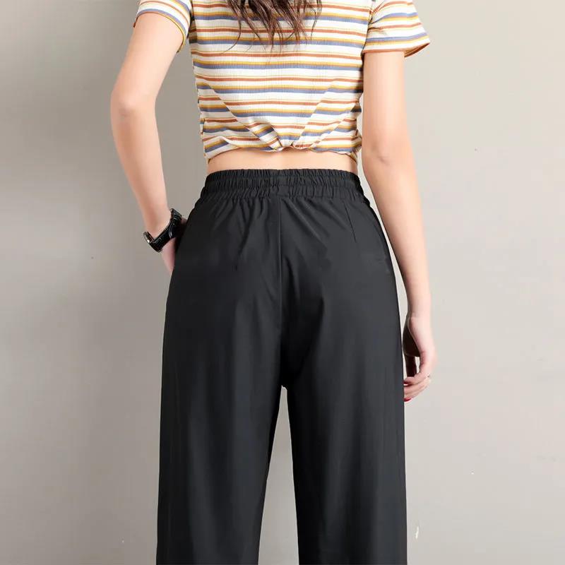 Ice Silk Sports Pants Women's Summer Thin Section Loose and Thin Ice Silk Quick-drying Harem Pants Beam Feet Leisure Cool Cool Pants Women