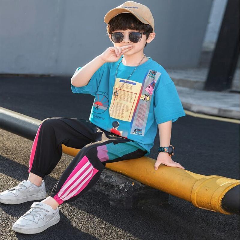 Two-piece suits Boys' Summer Clothes Short-sleeved Children's Wear Little Summer Big Children's Primary School Sports Suit