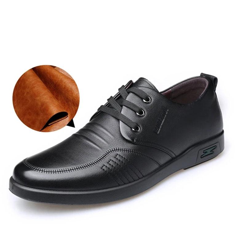 Men's Spring and Autumn Business Leather Shoes Real Cowhide Round Toe Breathable Dad Shoes Husband Casual Shoes Korean Men's Lace-up Shoes