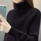Ladies Turtleneck  Women's Fall/Winter Twist Loose Solid Color Turtleneck Sweater Knitwear Women
