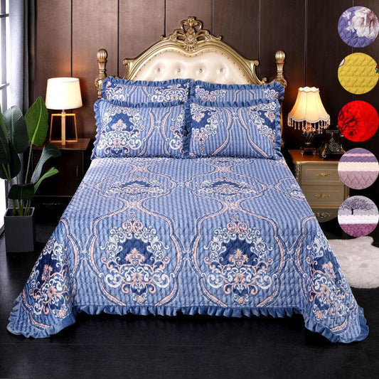 3pcs/set Thick Velvet Bed Sheet Set  Winter Double-sided Short Velvet Blanket Pillowcases Three-piece Set