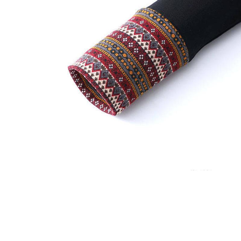 Women's Fashion Casual Tops Splicing Ethnic style Long Sleeve Ladies Loose O-Neck Sweatshirt Pullovers