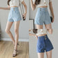 Fashion All-match Super High Waist Stretch Jeans Women Summer Loose High Waist Thin A-line Shorts
