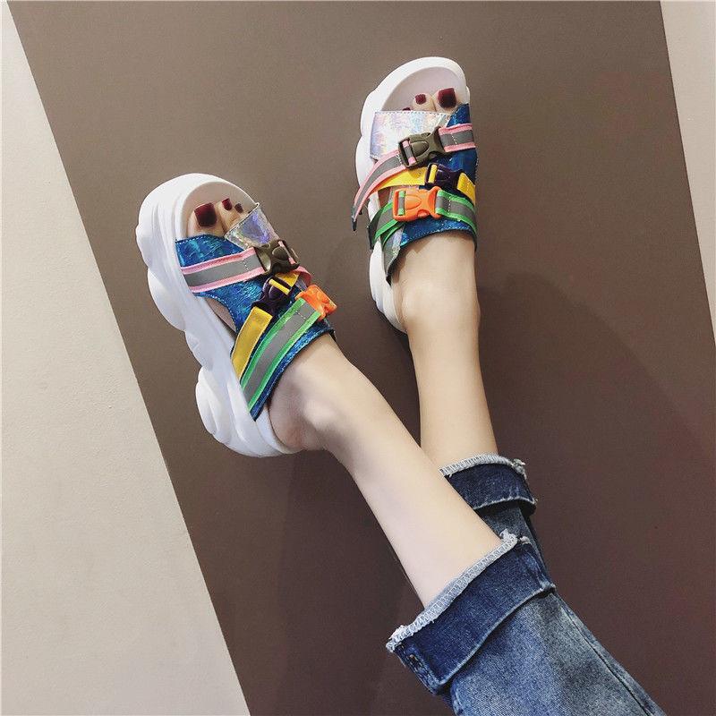2020 Top-selling Women Sandals Plus Size Butterfly Bow Slippers Summer High Heel Shoes Big Flower Design Slippers